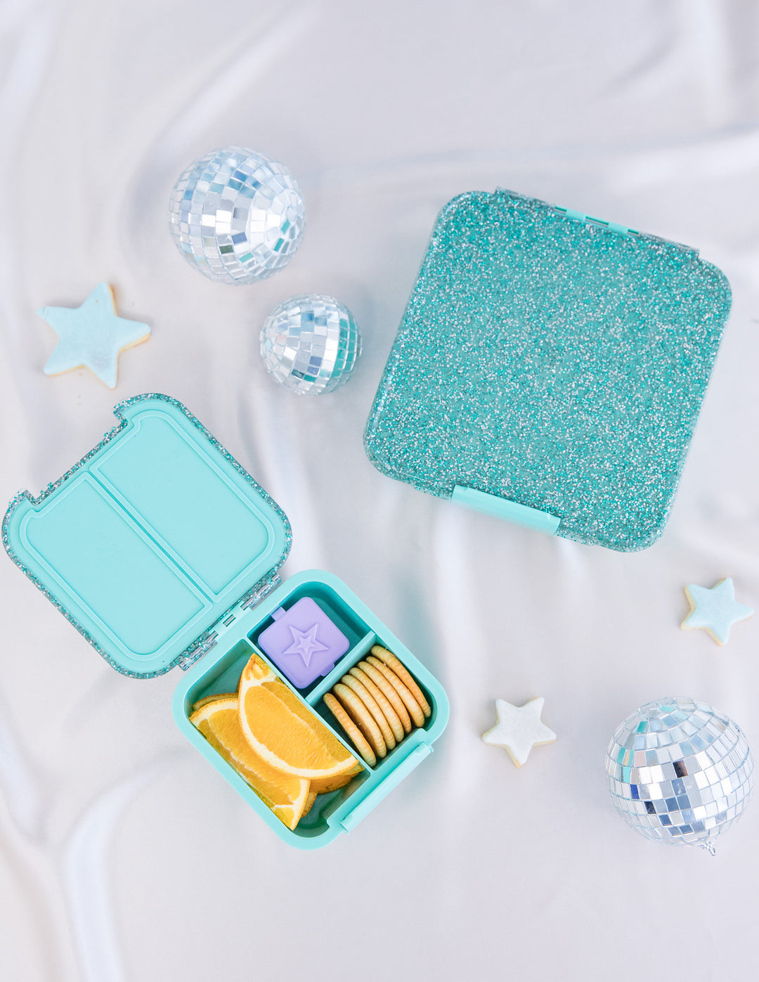 MontiiCo Bento Two Snack Box - Turquoise Glitter