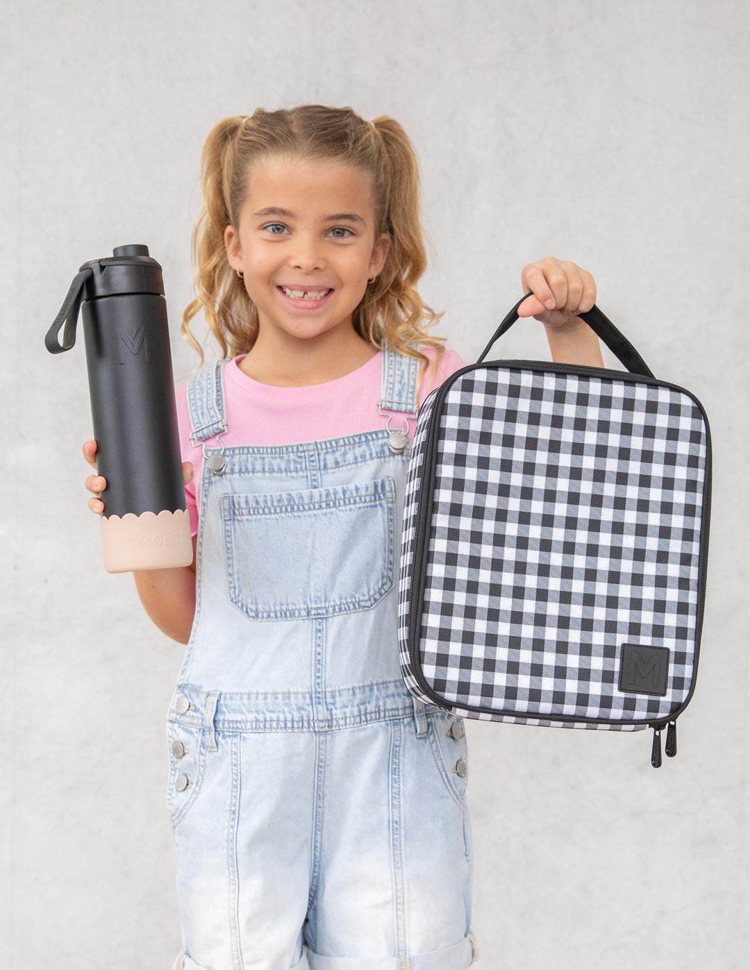 MontiiCo Large Insulated Lunch Bag - Black Gingham