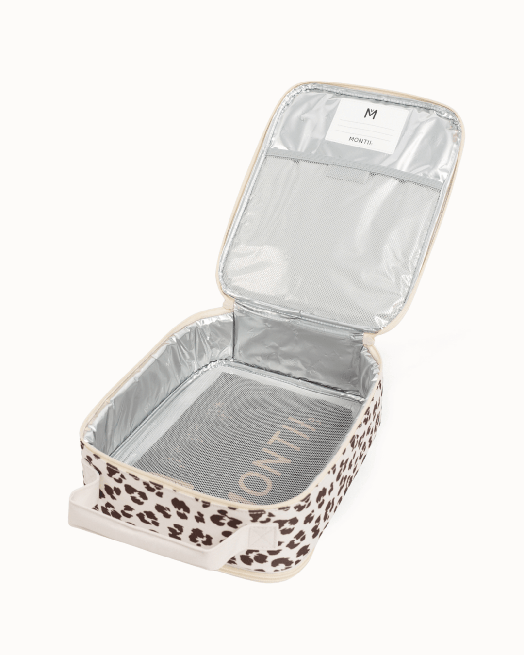 MontiiCo Large Insulated Lunch Bag - Cream Leopard