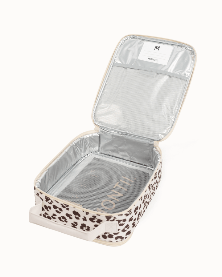 MontiiCo Large Insulated Lunch Bag - Cream Leopard