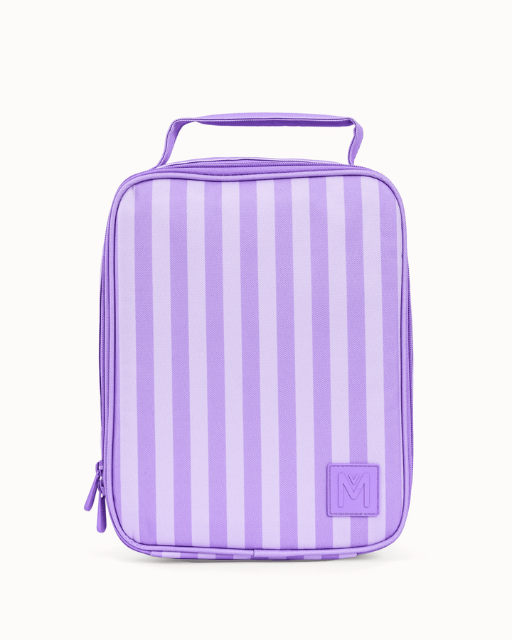 MontiiCo Large Insulated Lunch Bag - Lilac Stripe
