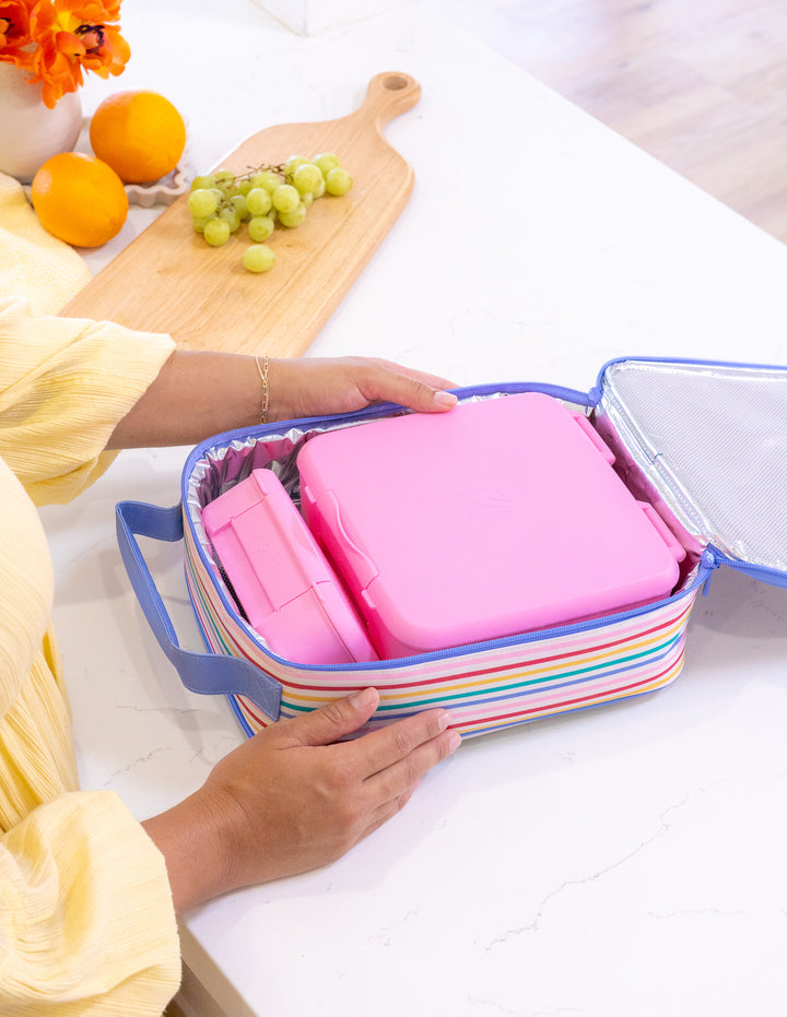 MontiiCo Large Insulated Lunch Bag - Fruity Stripe