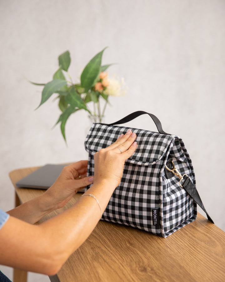 MontiiCo Insulated Lunch Carrier - Black Gingham