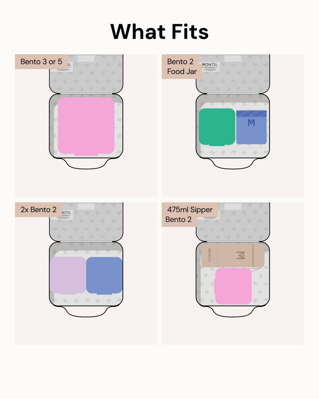 MontiiCo Medium Lunch Bag - Showing what fits inside
