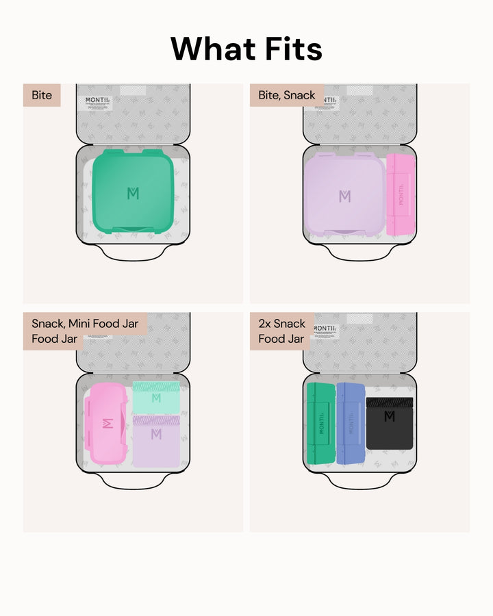 MontiiCo Medium Lunch Bag - Showing what fits inside