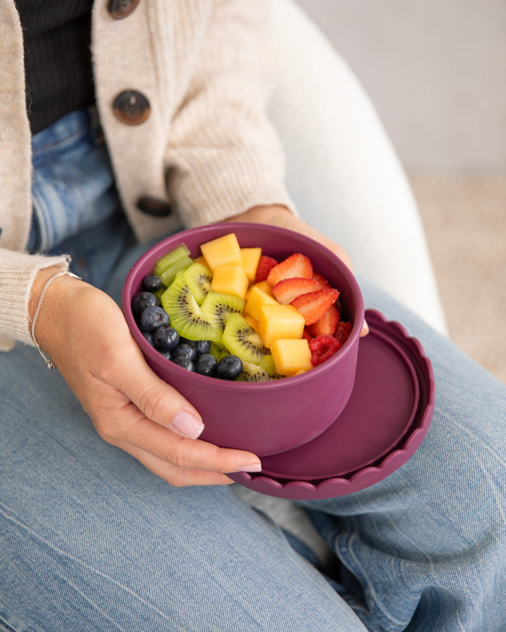MontiiCo Silicone Scallop Bowl - Ruby