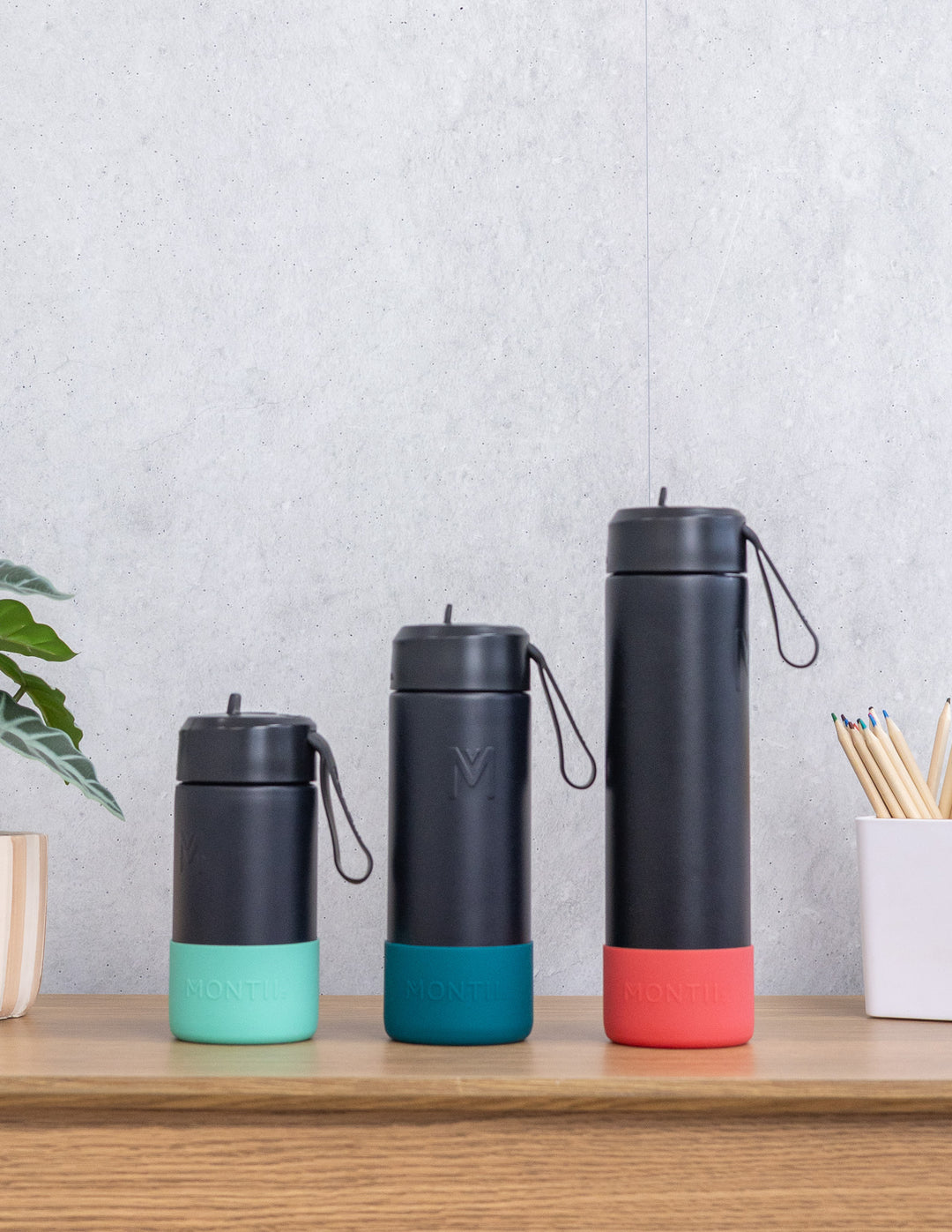 MontiiCo 350ml Fusion Drink Bottle Sipper - Midnight