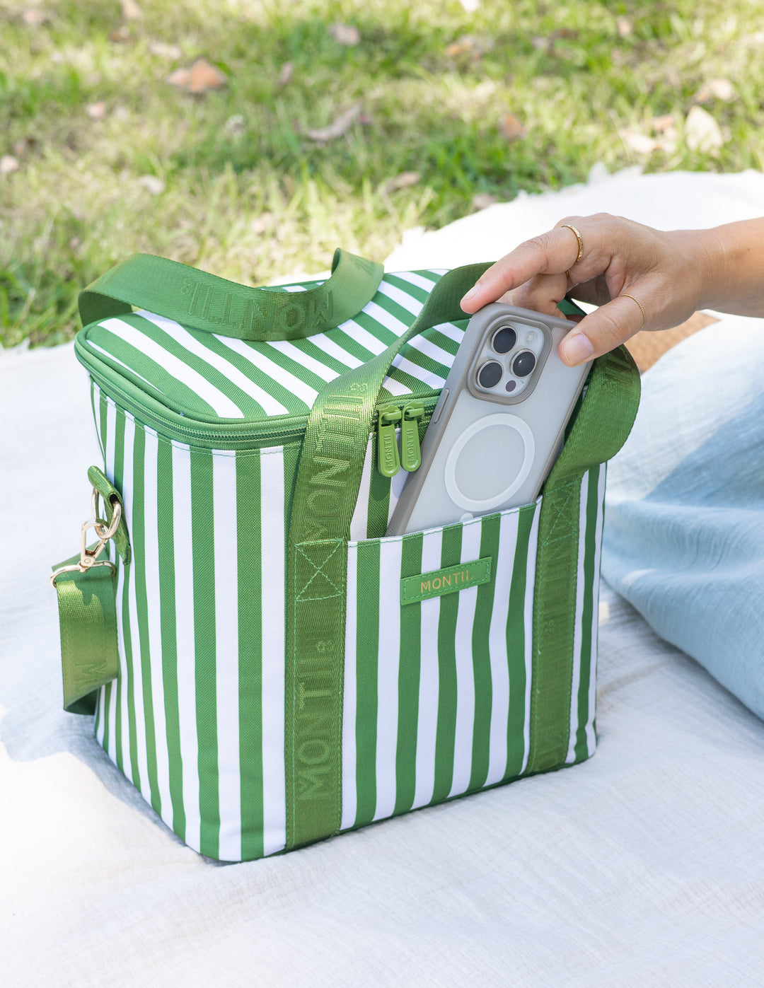 MontiiCo Insulated Midi Cooler Bag - Pickle Stripe