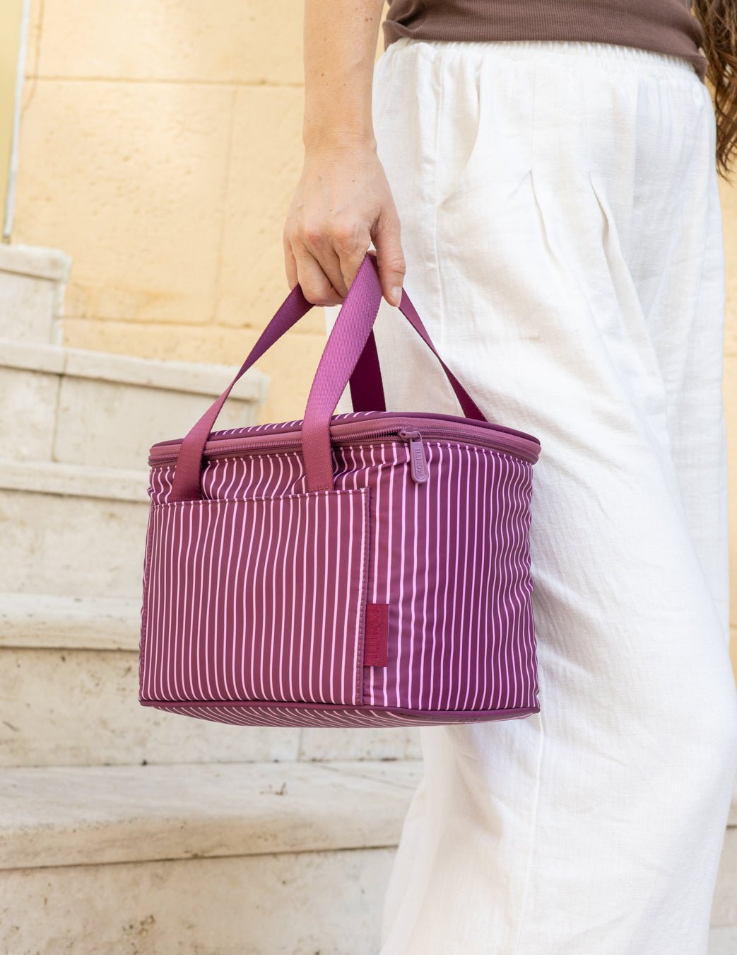 MontiiCo Insulated Cooler Bag - Ruby showing portability and everyday use