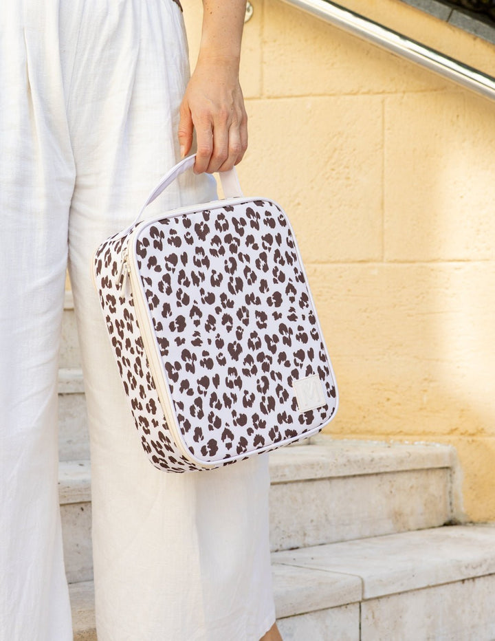 MontiiCo Large Insulated Lunch Bag - Cream Leopard lifestyle image