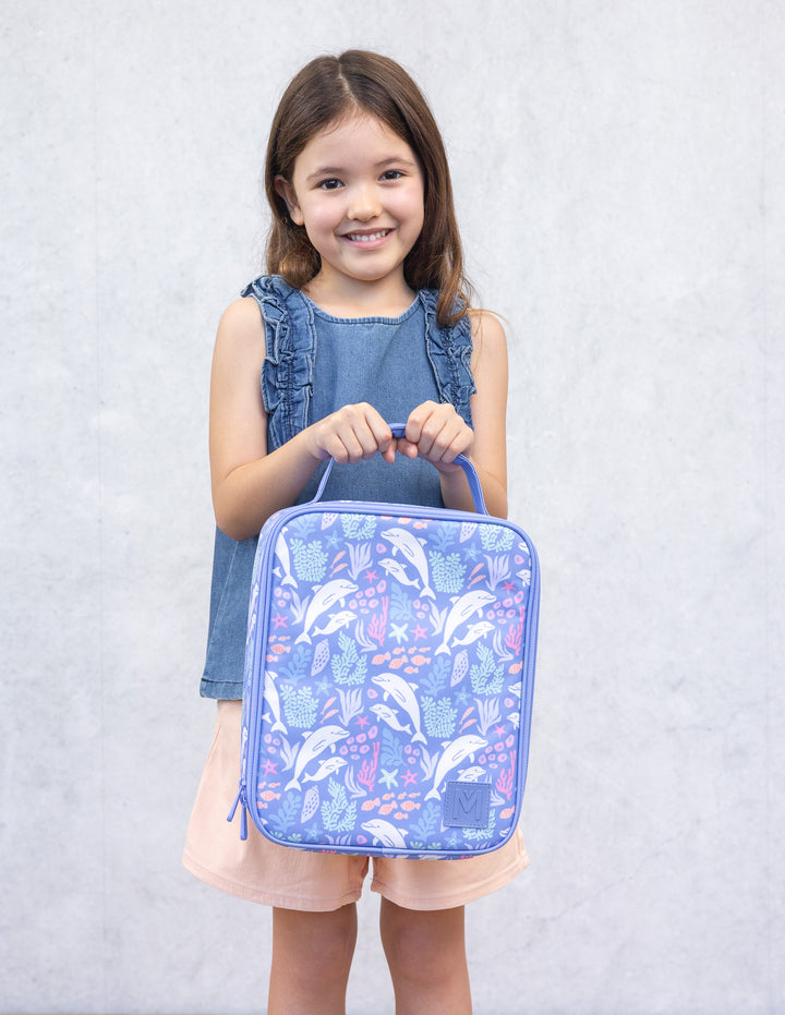 MontiiCo Large Lunch Bag and Bottle Set - Dolphin Dreams