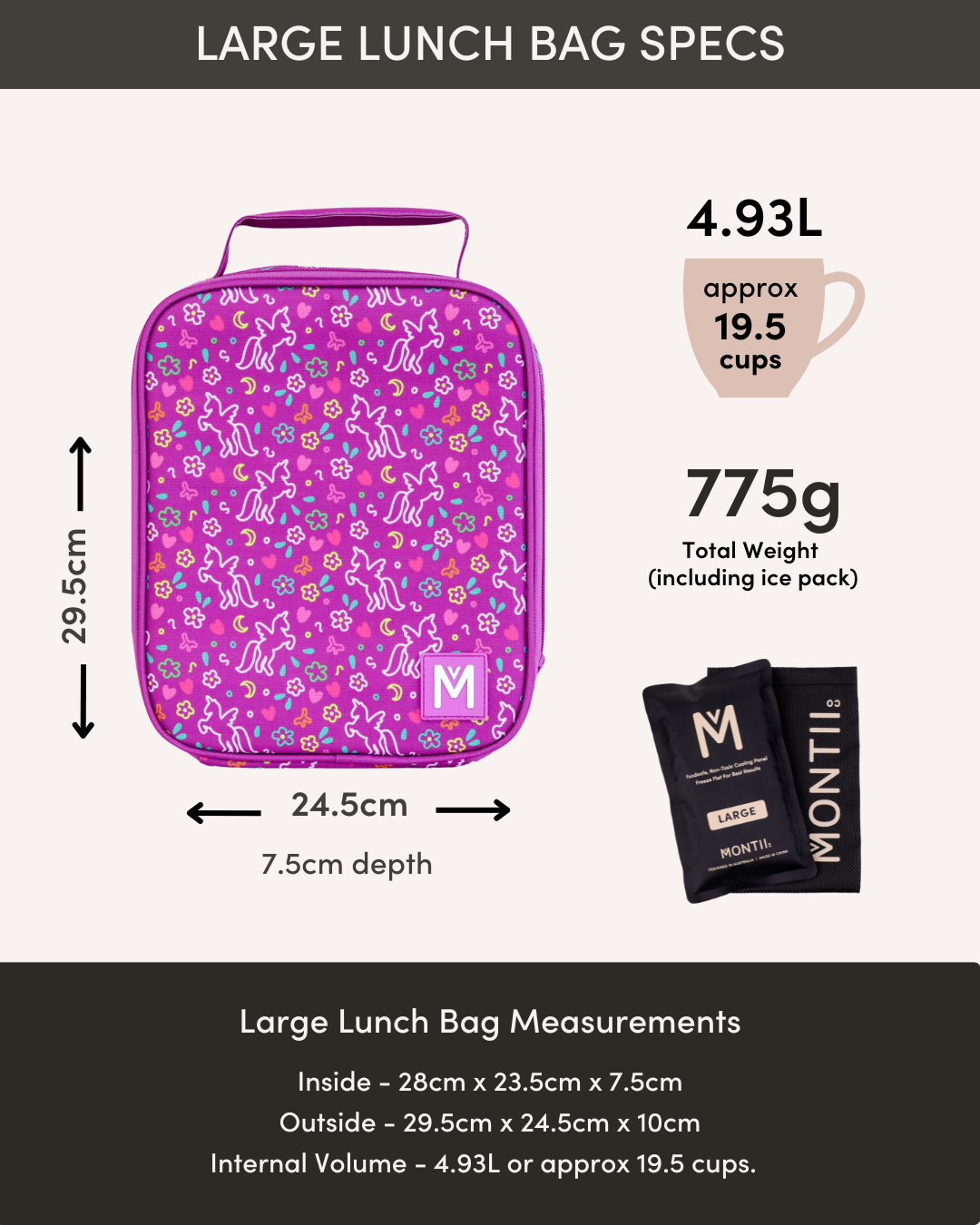 MontiiCo Large Insulated Lunch Bag - Safari