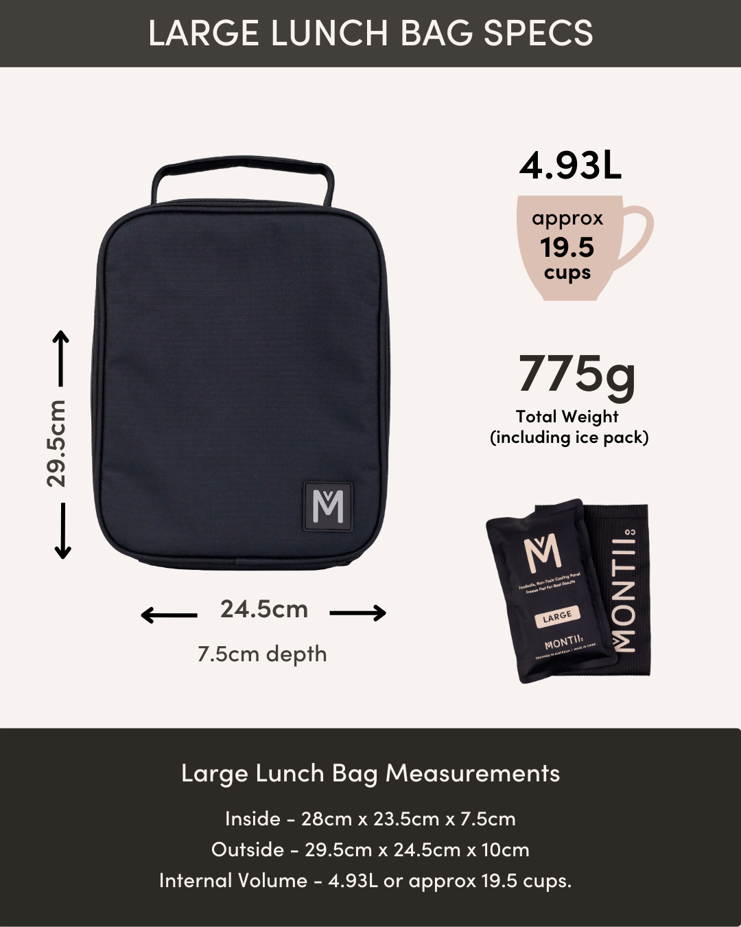 MontiiCo Large Insulated Lunch Bag - Block Land