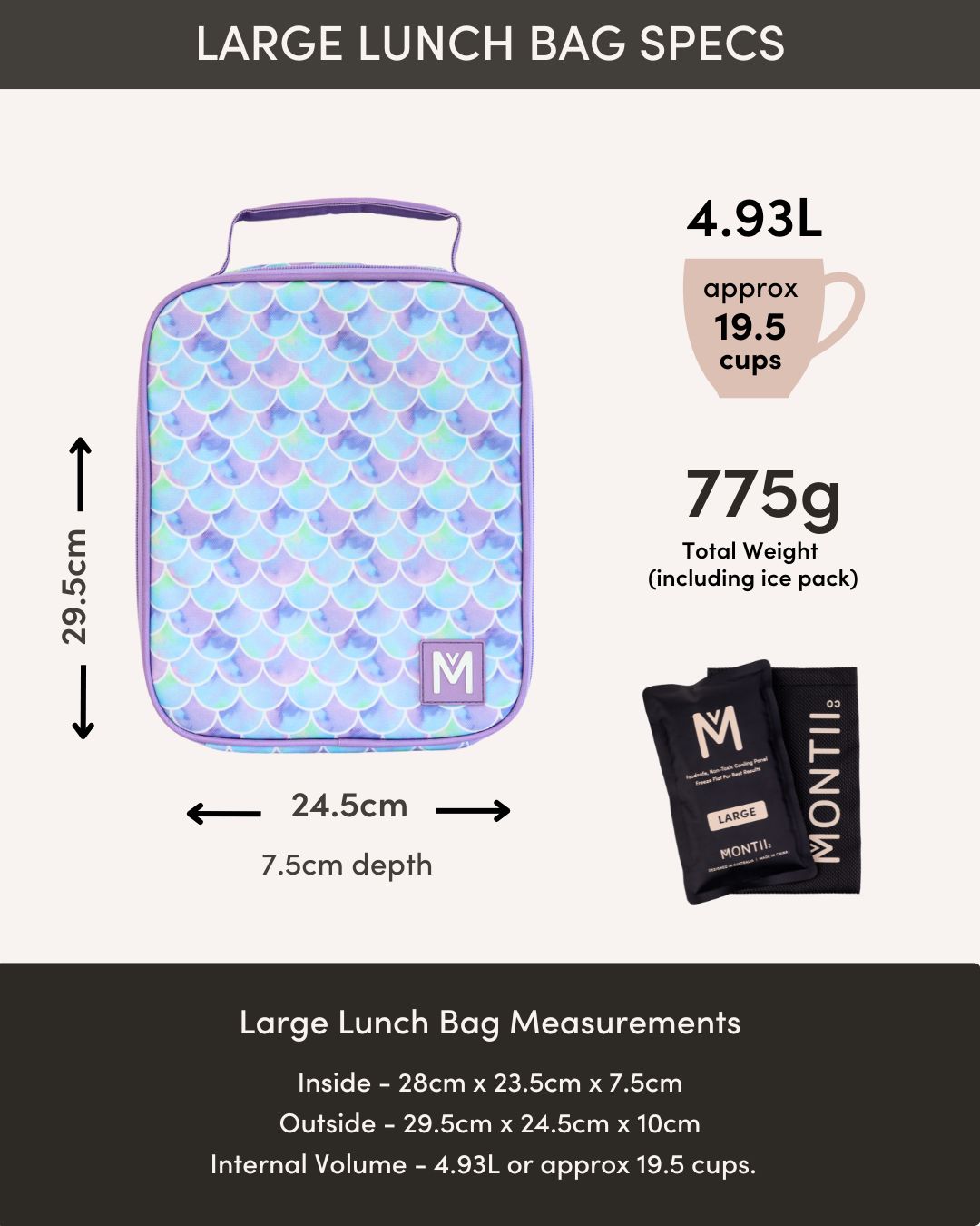 MontiiCo Large Insulated Lunch Bag - Aurora