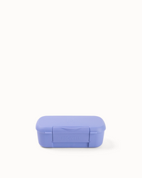 Small blue snack lunch box container on a white background