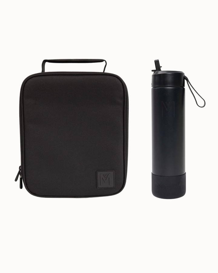 MontiiCo Large Lunch Bag and Bottle Set - Midnight