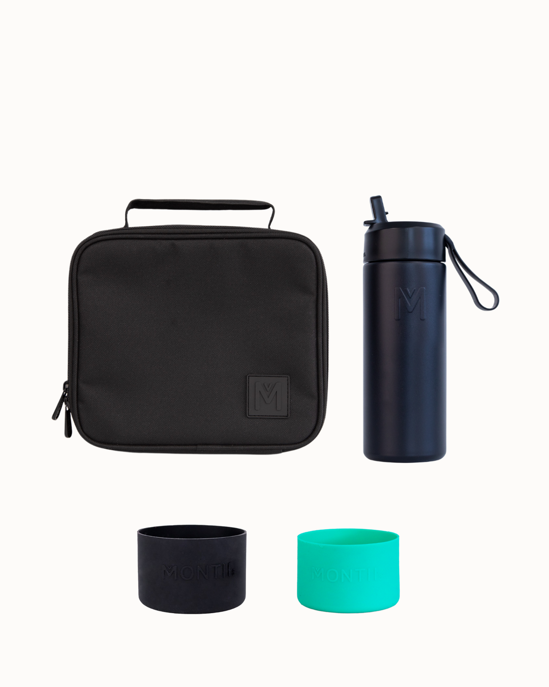 MontiiCo Medium Lunch Bag and Bottle Set - Midnight