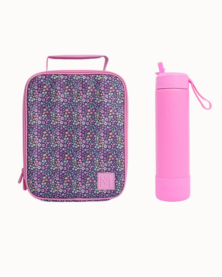 MontiiCo Large Lunch Bag and Bottle Set - Meadow