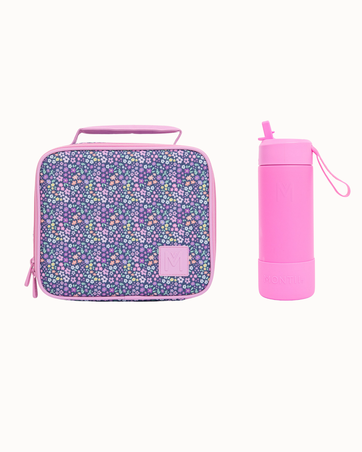 MontiiCo Medium Lunch Bag and Bottle Set - Meadow