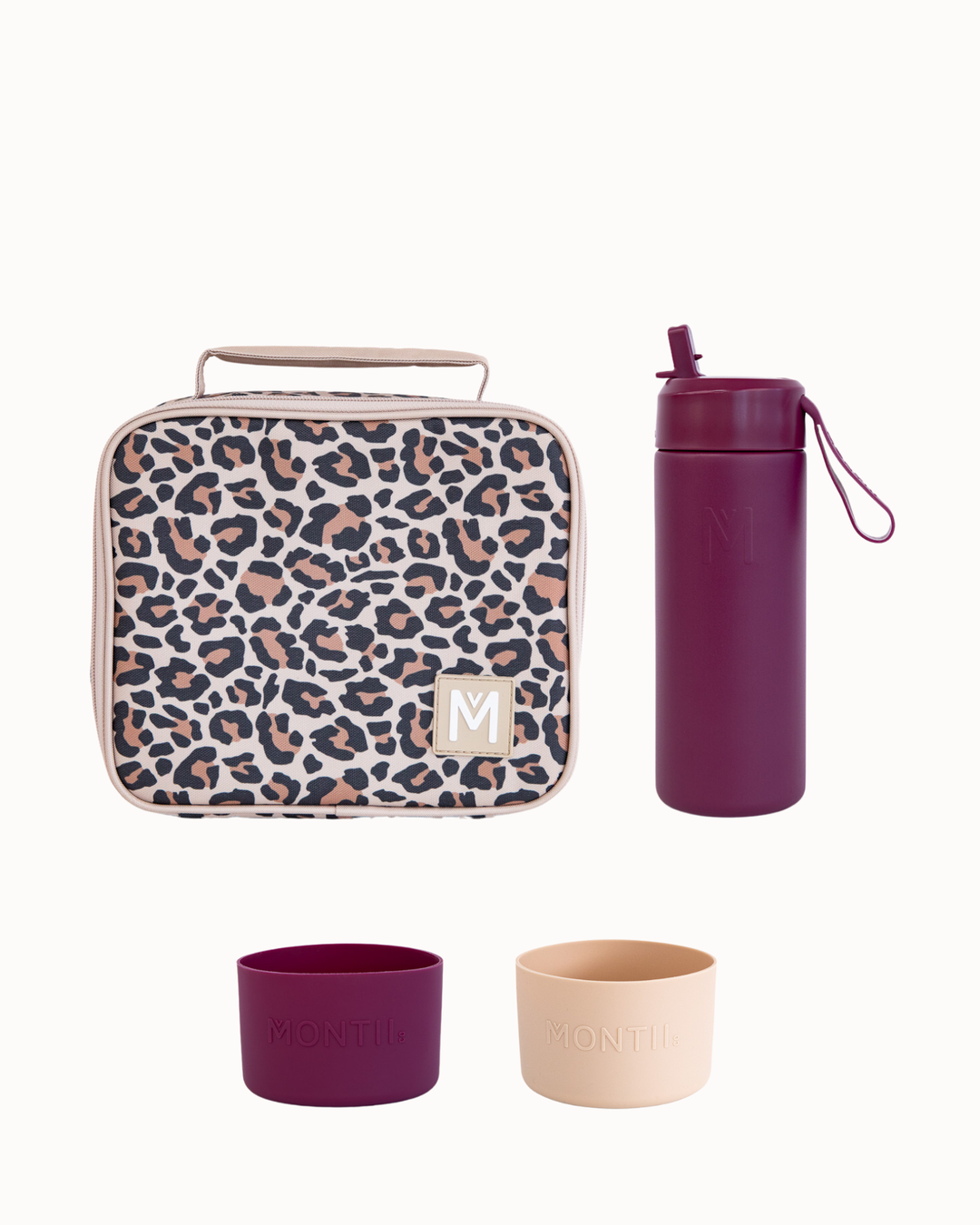 MontiiCo Medium Lunch Bag and Bottle Set - Safari