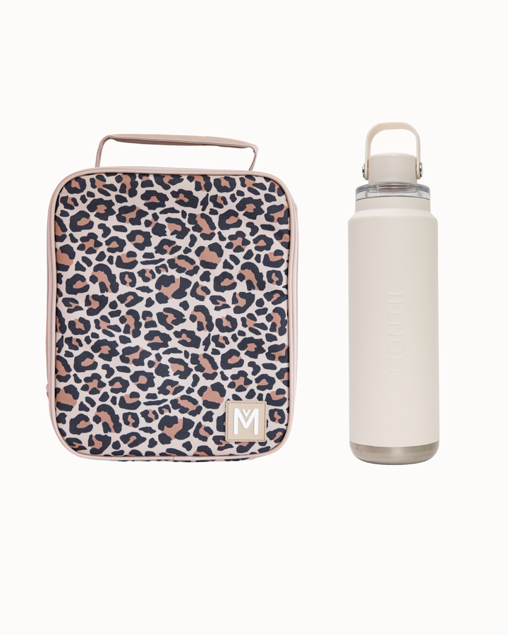 MontiiCo Large Lunch Bag and Bottle Set - Safari