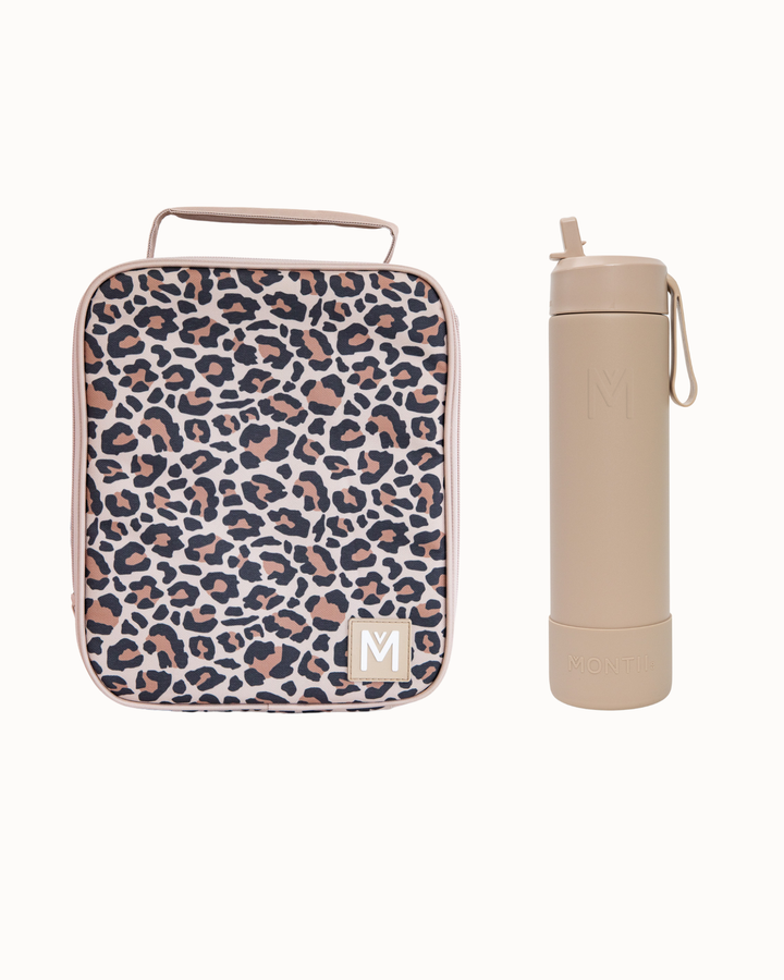 MontiiCo Large Lunch Bag and Bottle Set - Safari