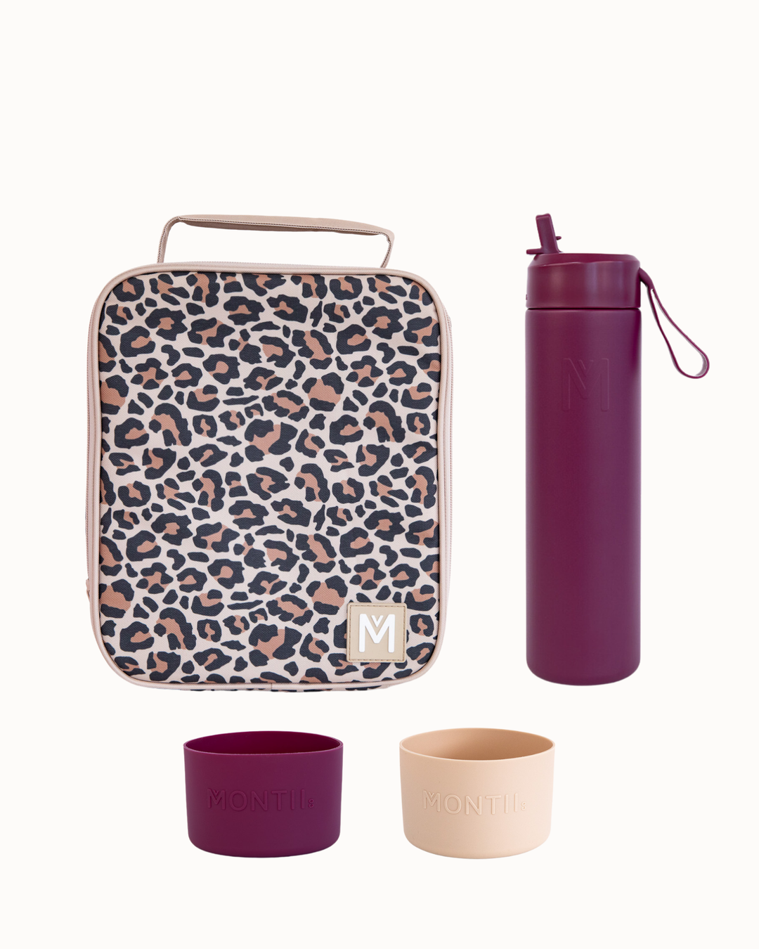 MontiiCo Large Lunch Bag and Bottle Set - Safari