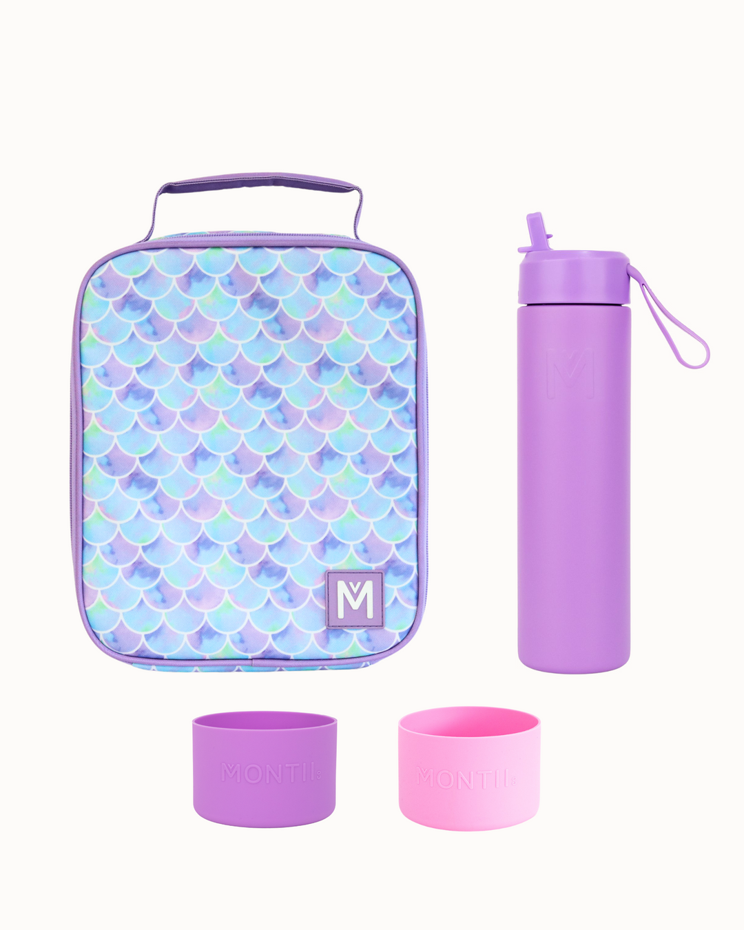 MontiiCo Large Lunch Bag and Bottle Set - Sea Shine