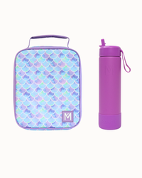 MontiiCo Large Lunch Bag and Bottle Set - Sea Shine