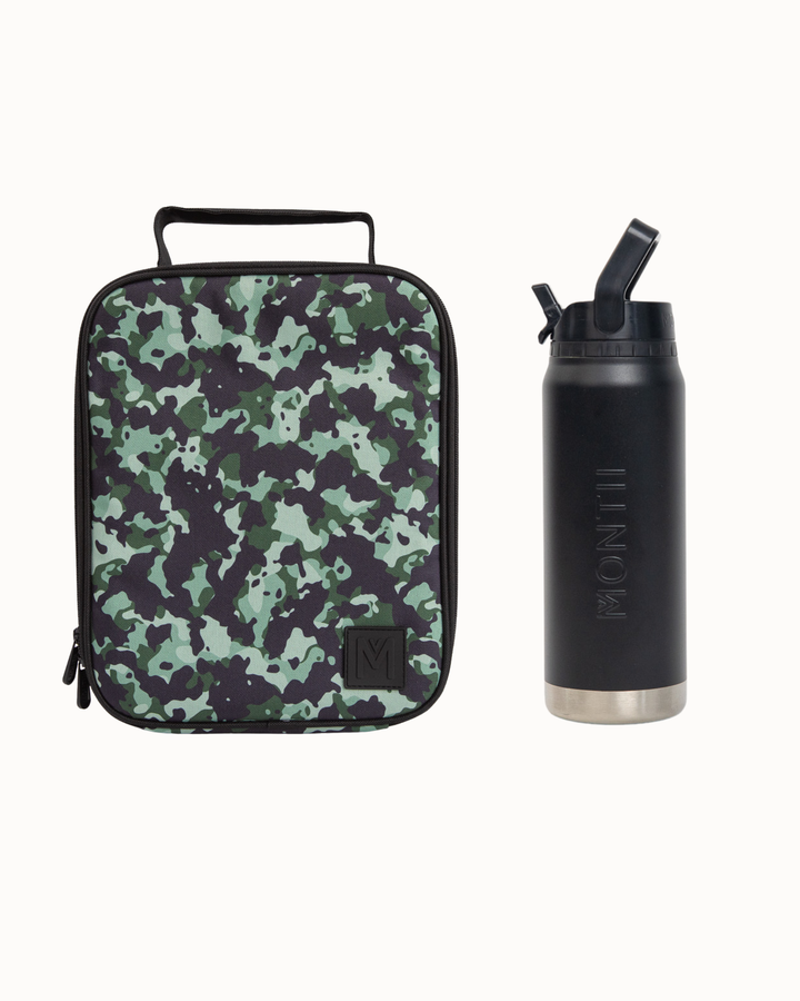 MontiiCo Large Lunch Bag and Bottle Set - Stealth