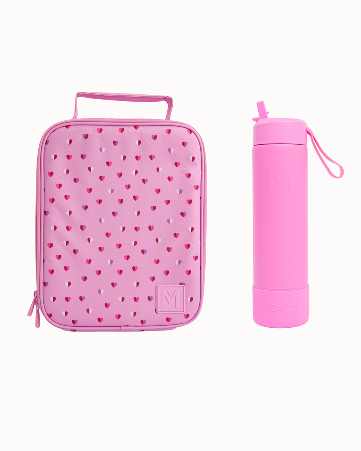MontiiCo Large Lunch Bag and Bottle Set - Sweetheart