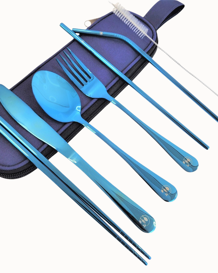 Portable Stainless Cutlery Set - Blue