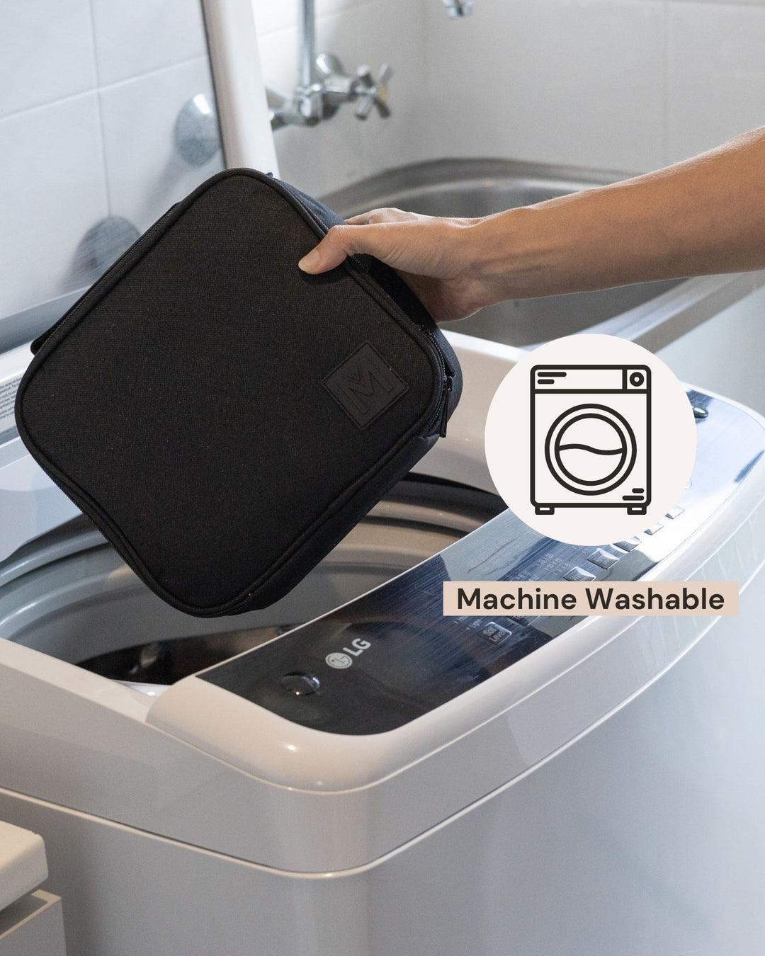 MontiiCo Medium Lunch Bag - Showing machine washable