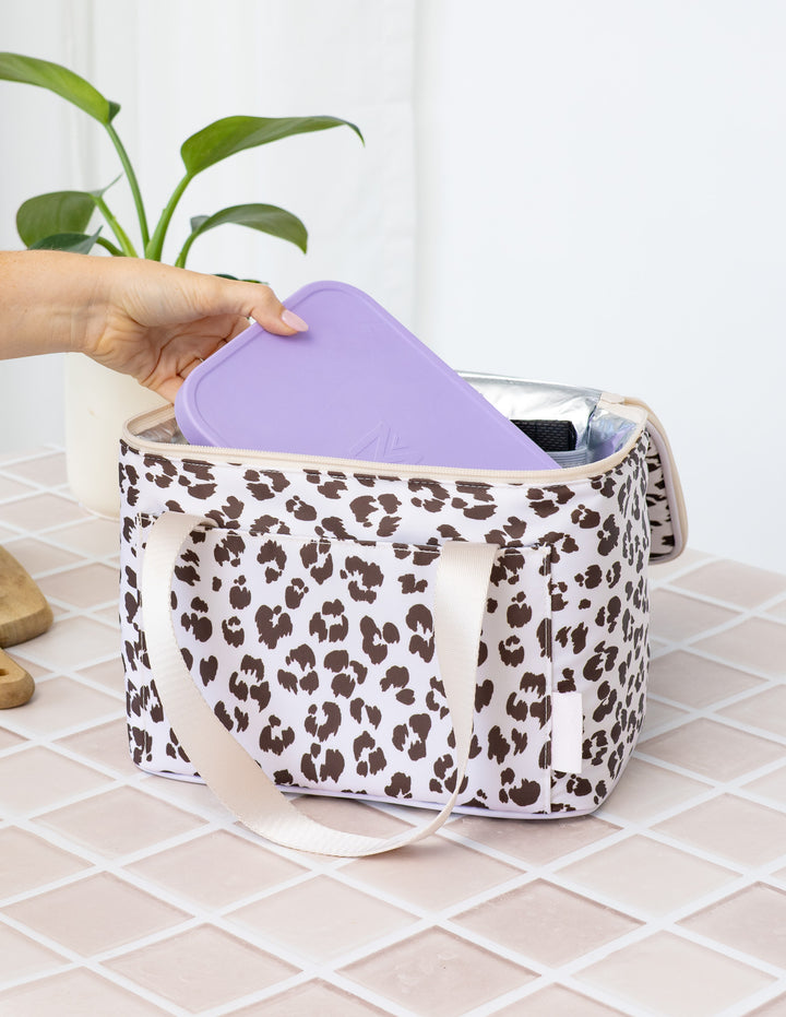 MontiiCo Insulated Cooler Bag - Cream Leopard perfect for your lunch essentials 