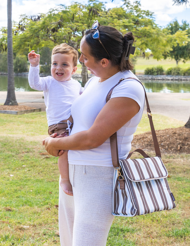 MontiiCo Insulated Lunch Carrier - Latte Stripe