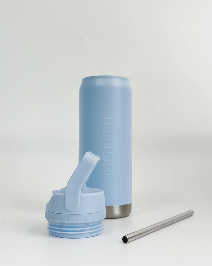 MontiiCo 750ml Sport Drink Bottle - Cornflower parts and features video