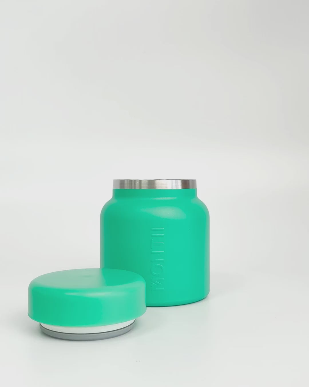 Stainless steel insulated thermos interior detail
