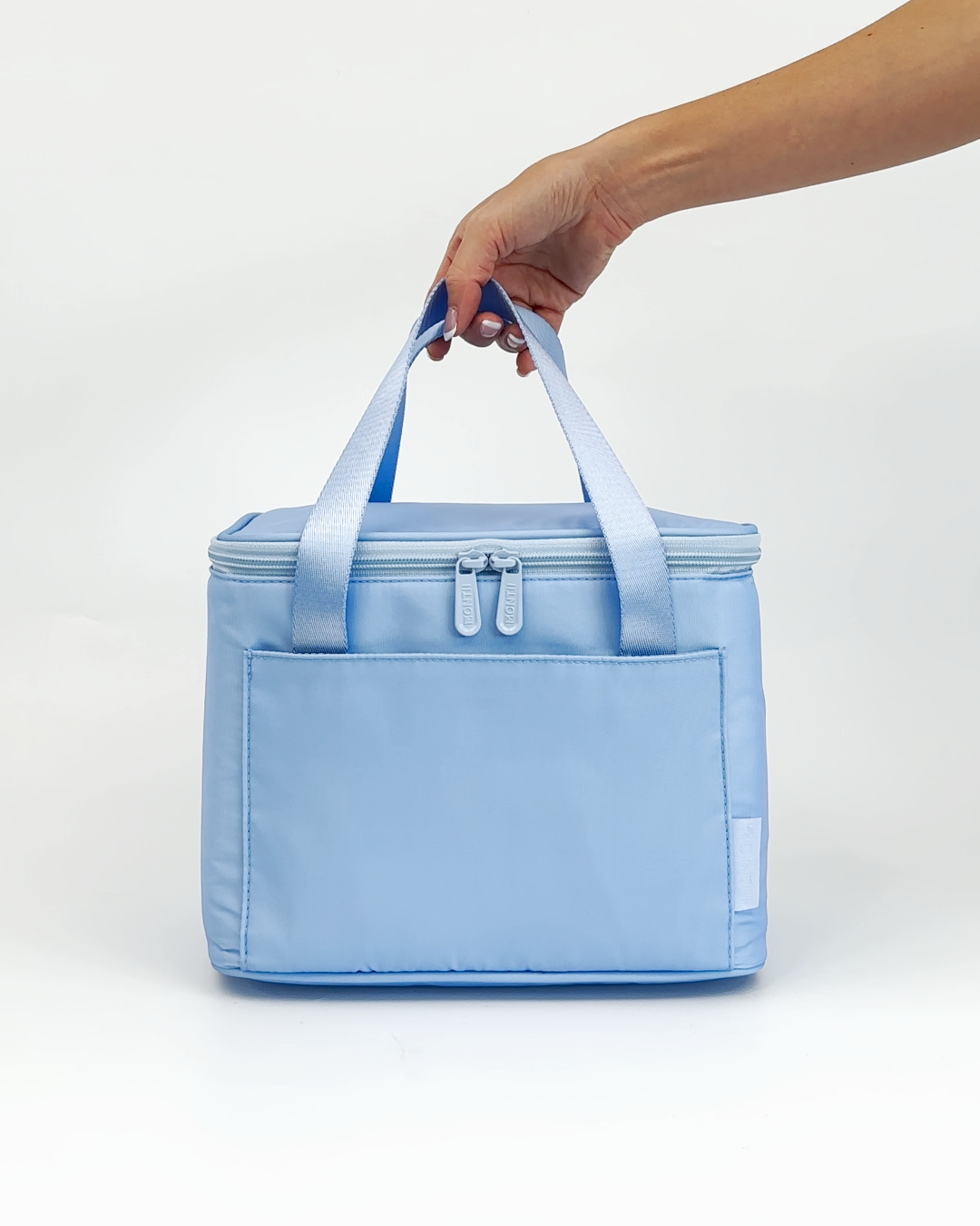 MontiiCo Insulated Cooler Bag - Cornflower with ice pack showing interior design and compartments
