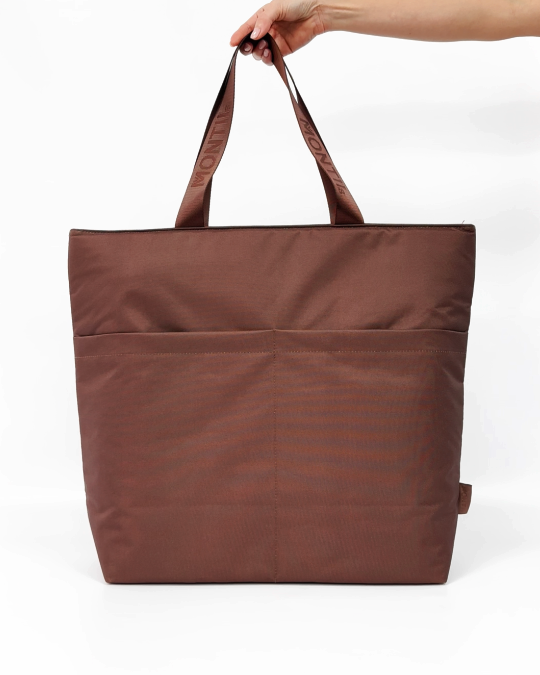 MontiiCo Insulated Tote Bag - Chocolate showing interior design and compartments