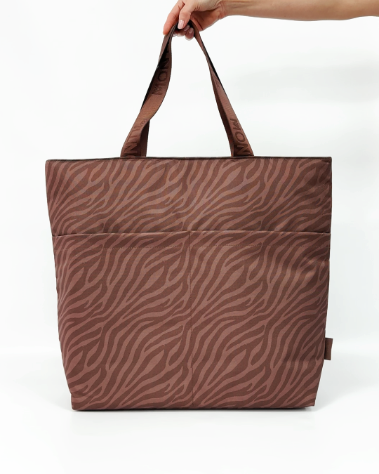 MontiiCo Insulated Tote Bag- Zebra showing interior design and compartments