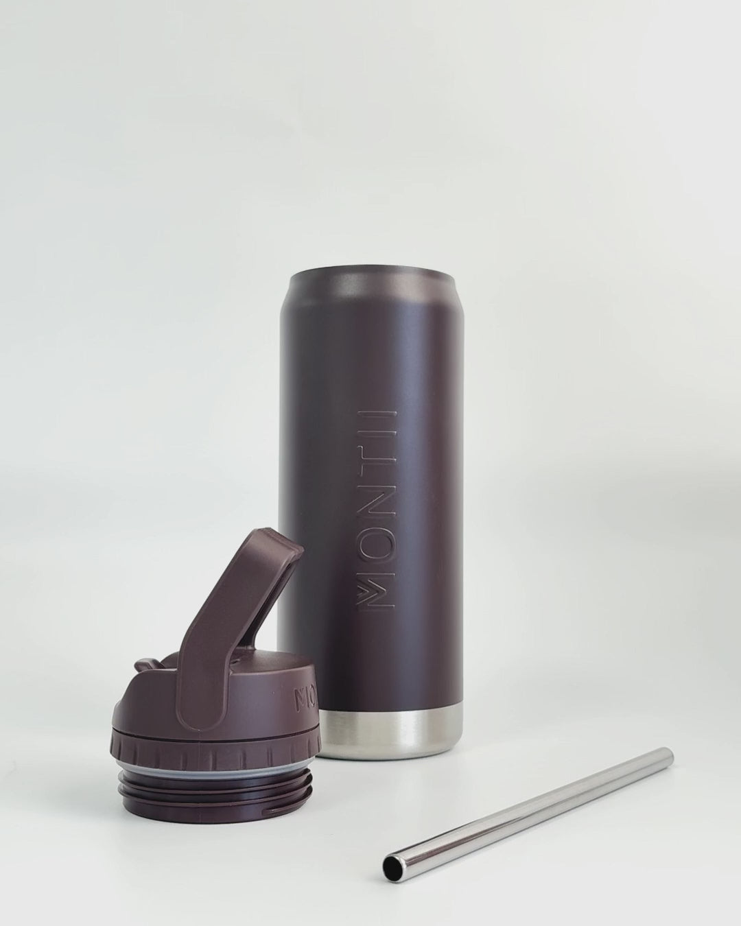 MontiiCo 750ml Sport Drink Bottle - Chocolate showing parts and interior